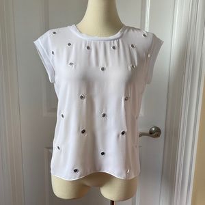 Express White Tunic Top Mirror Polka Dots Size S